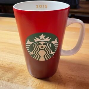2015 Starbucks Red and White Christmas Mug with Logo